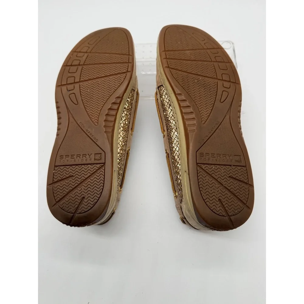 Sperry Top-Sider Angelfish Boat Shoes Women's 7.5M Tan Gold Glitter Leather